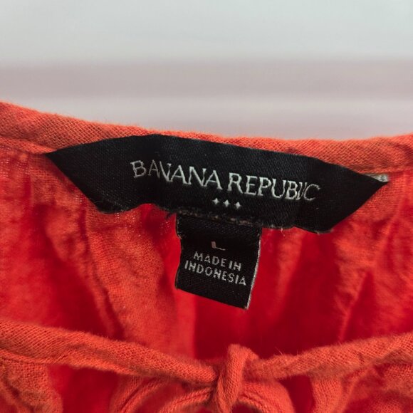 Banana Republic Factory Orange Cotton/Linen Blend Tie Front Top Size Large - Picture 6 of 8